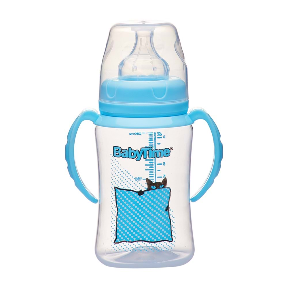 BT077 BABY TİME GENİŞ AĞIZ KULPLU BİBERON 250 ML