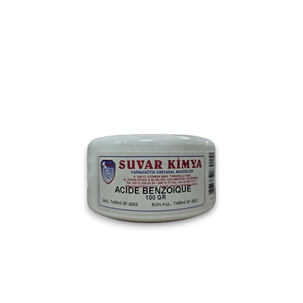 SUVAR ACIDE BENZOIQUE (BENZOİK ASİT) 100 GR