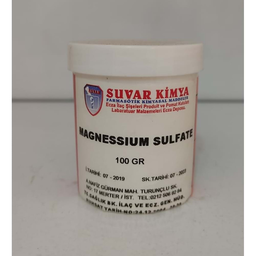 SUVAR MAGNESSIUM SULFATE (MAGNEZYUM SÜLFAT) 100 GR