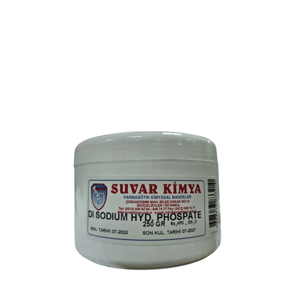 SUVAR DI SODIUM HYD PHOSPATE (DİSODYUM HİDROJEN FOSFAT )250 GR