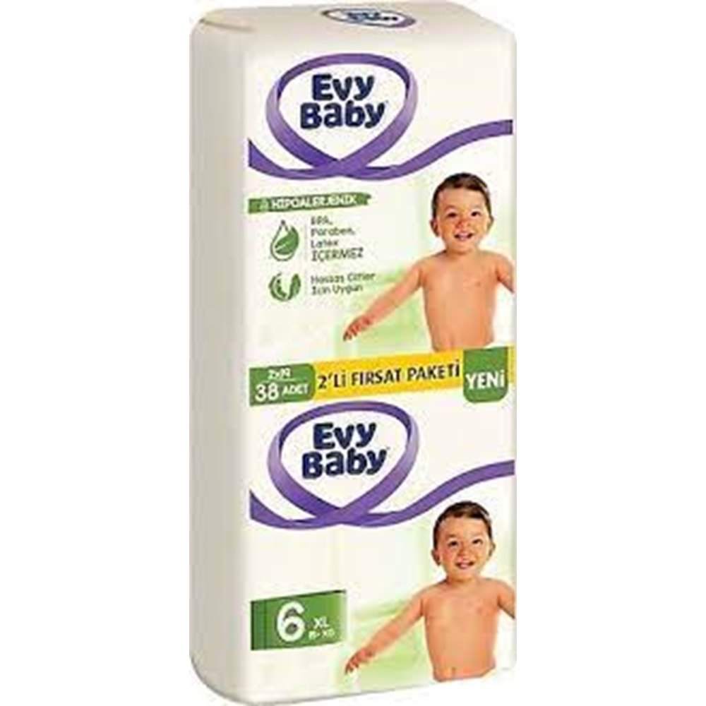 EVY BABY ÇOCUK BEZİ NO:6 38 ADET 2 Lİ JUMBO