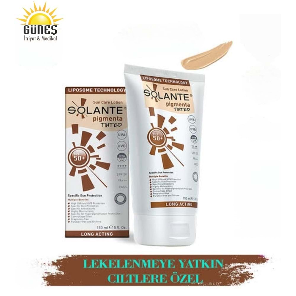 SOLANTE PİGMENTA SUN CARE LOTİON GÜNEŞ KREMİ SPF50+ 150 ML NEW FORMULA ( TINTED )