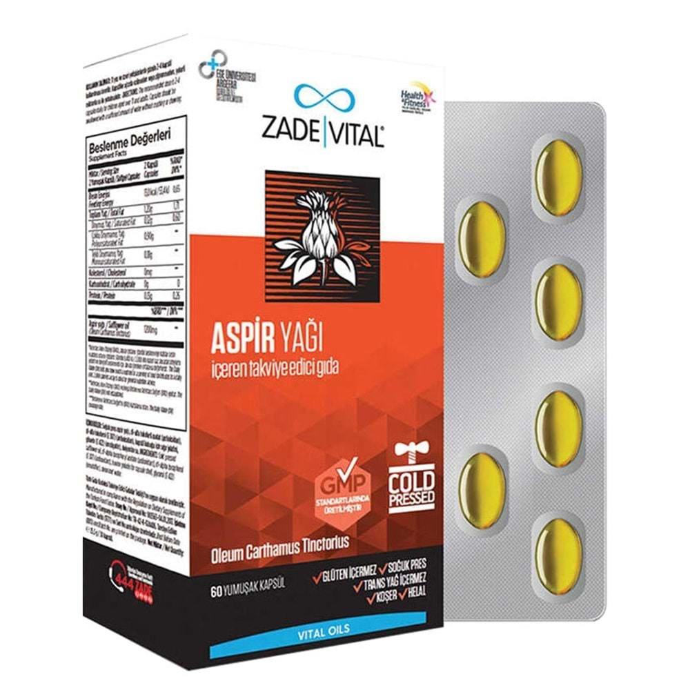 ZADE VİTAL ASPİR YAĞI 600 MG 60 KAPSÜL