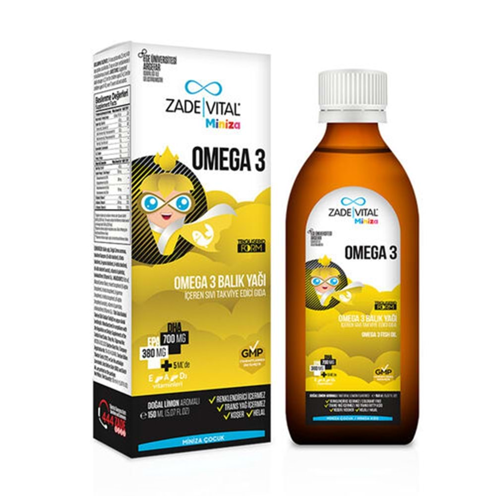 ZADE VİTAL MİNİZA (OMEGA 3, LİMON AROMALI) 150 ML