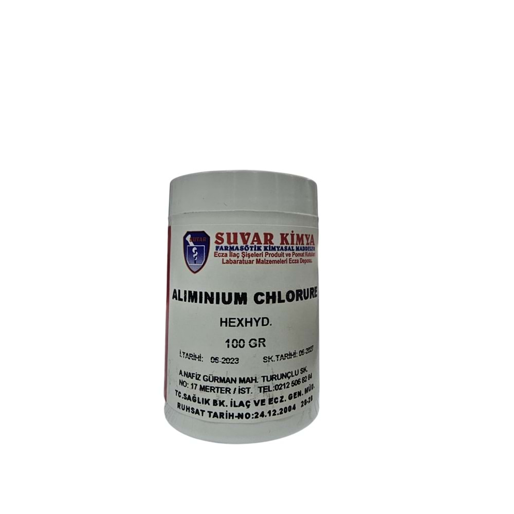 SUVAR ALIMINIUM CHLORURE HEXHYD (ALÜMİNYUM KLORÜR) 100 GR