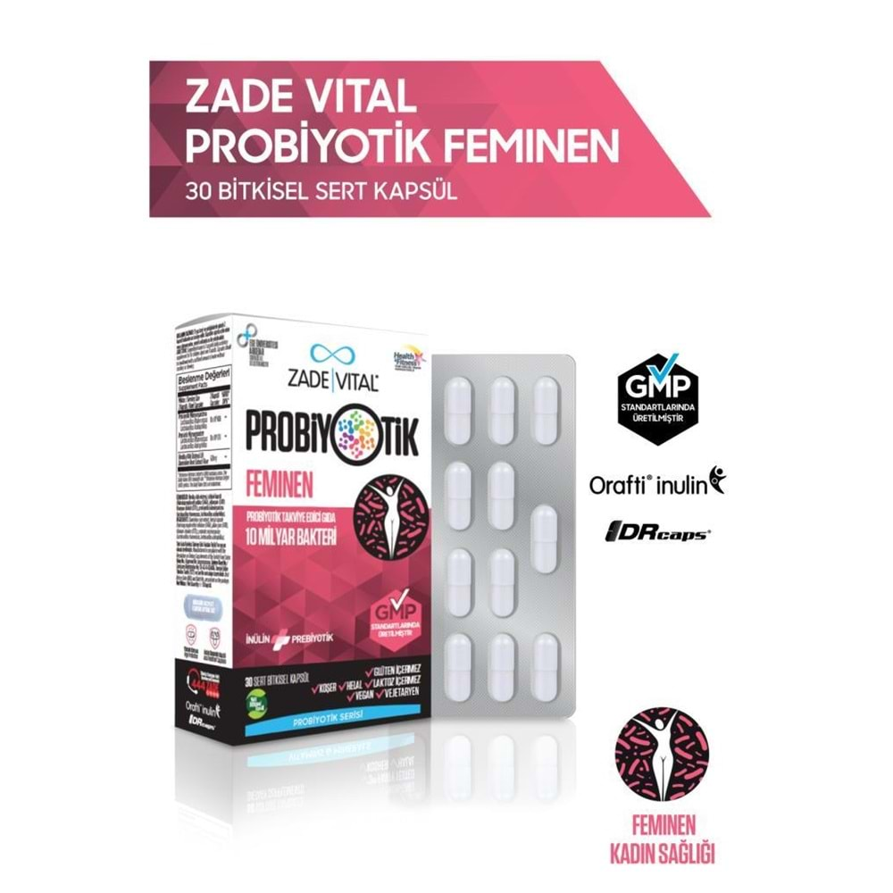 ZADE VİTAL PROBİYOTİK FEMINEN 30 KAPSÜL