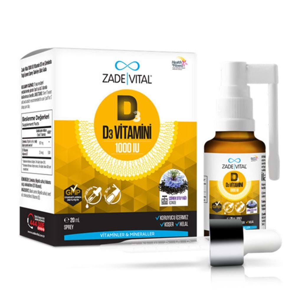 ZADE VİTAL D3 VİTAMİNİ 1000 IU SPREY 20 ML