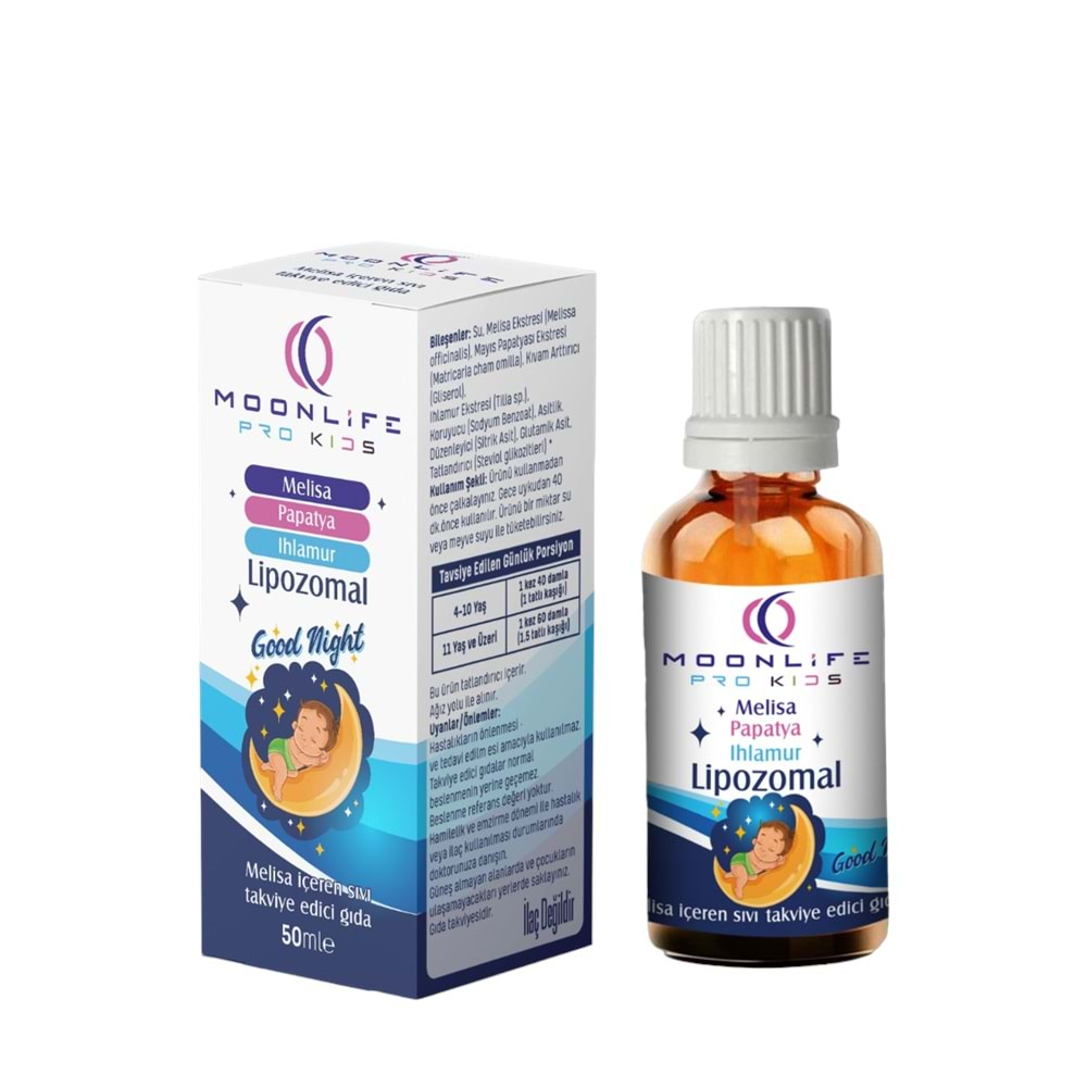 MOON LİFE KİDS GOOD NİGHT LİPOZAMAL DAMLA 50 ML ( UYKU ) ( MELİSA & PAPATYA & IHLAMUR )