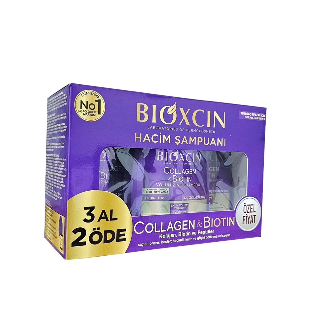 BİOXCİN COLLAGEN & BİOTİN HACİM ŞAMPUANI (300 ML & 3 AL 2 ÖDE )