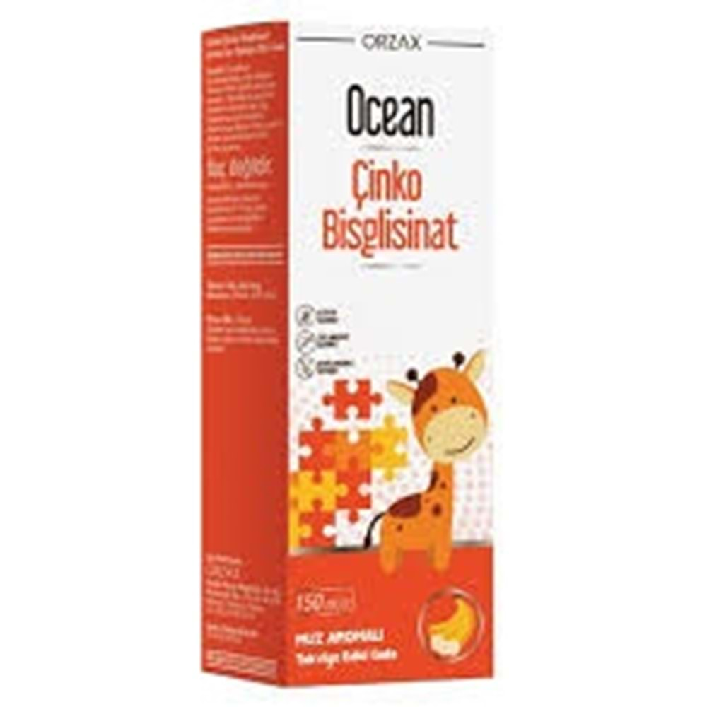 ORZAX OCEAN ÇİNKO BİSGLİSİNAT ŞURUP 150 ML ( MUZ AROMALI )