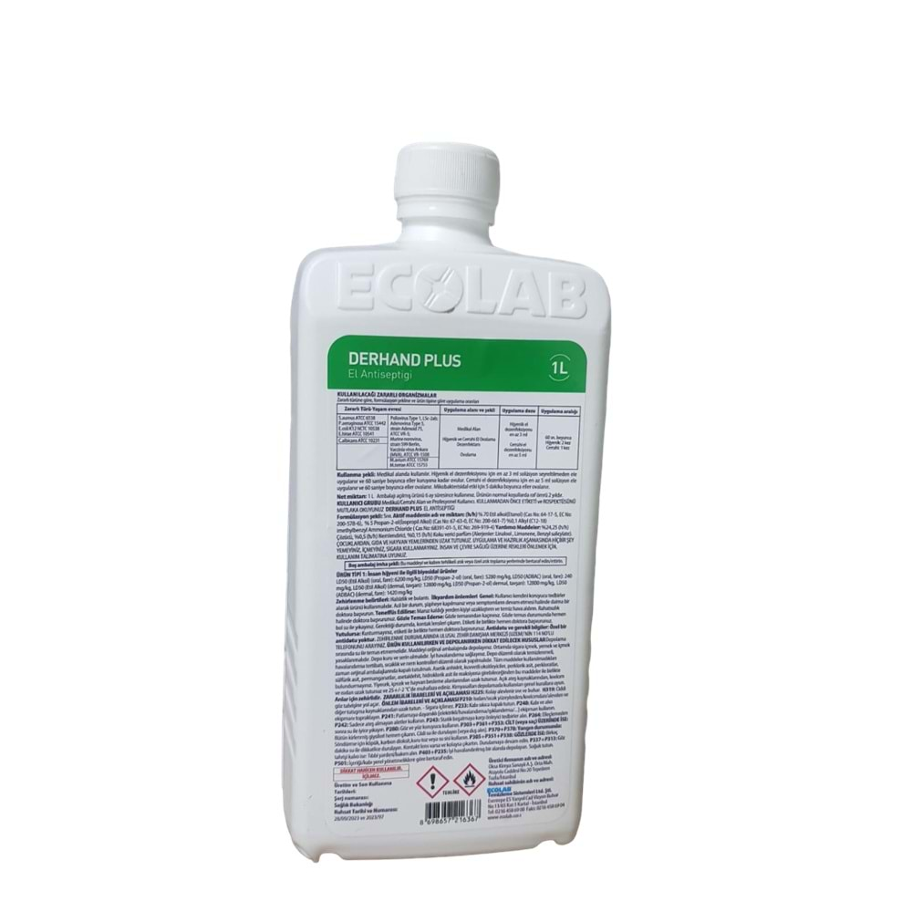 DERHAND PLUS EL VE CİLT DEZENFEKTANI 1 LT