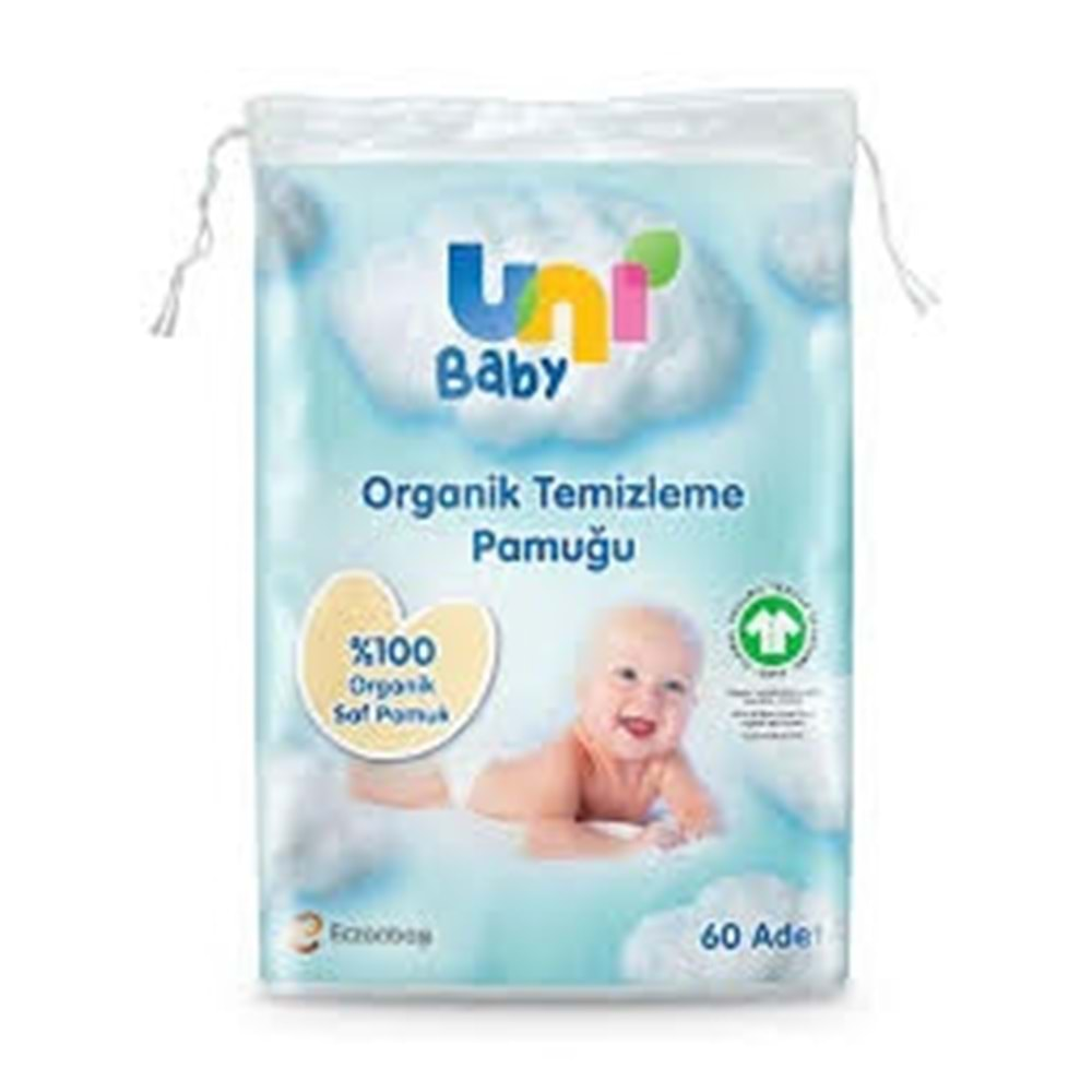 UNİ BABY ORGANİK BEBEK TEMİZLEME PAMUĞU 60 ADET