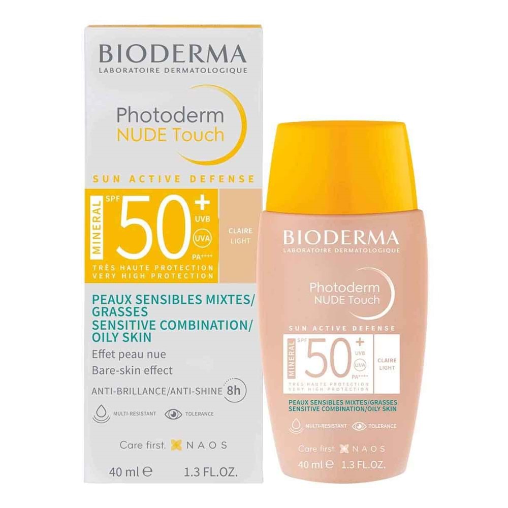 BİODERMA PHOTODERM NUDE TOUCH MINERAL GÜNEŞ KREMİ SPF 50+ 40 ML ( KARMA VE YAĞLI CİLTLER İÇİN MİNERAL FİLTRELİ, RENKLİ-LIGHT )