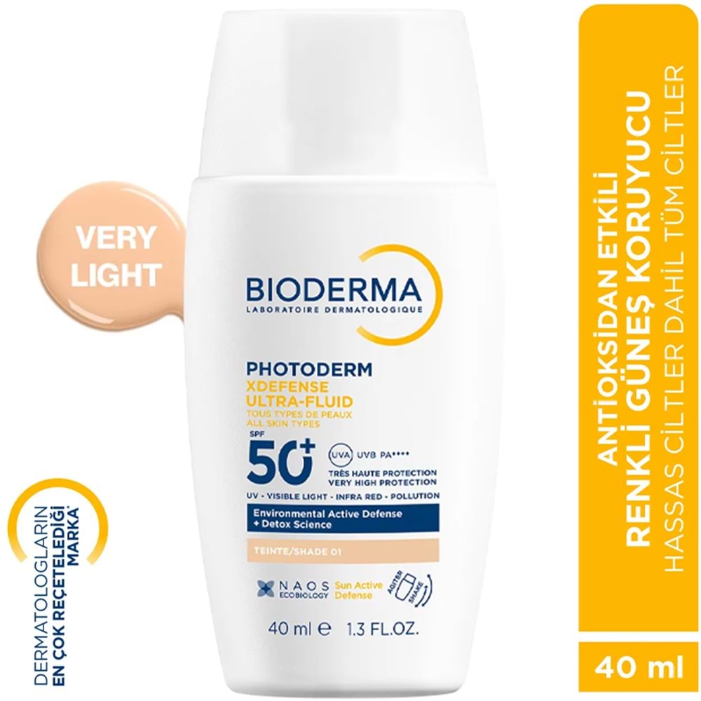 BİODERMA PHOTODERM X DEFENSE VERY LİGHT GÜNEŞ KREMİ SPF 50+ 40 ML ( TÜM CİLTLER /RENKLİ-NO 02 /SU BAZLI )