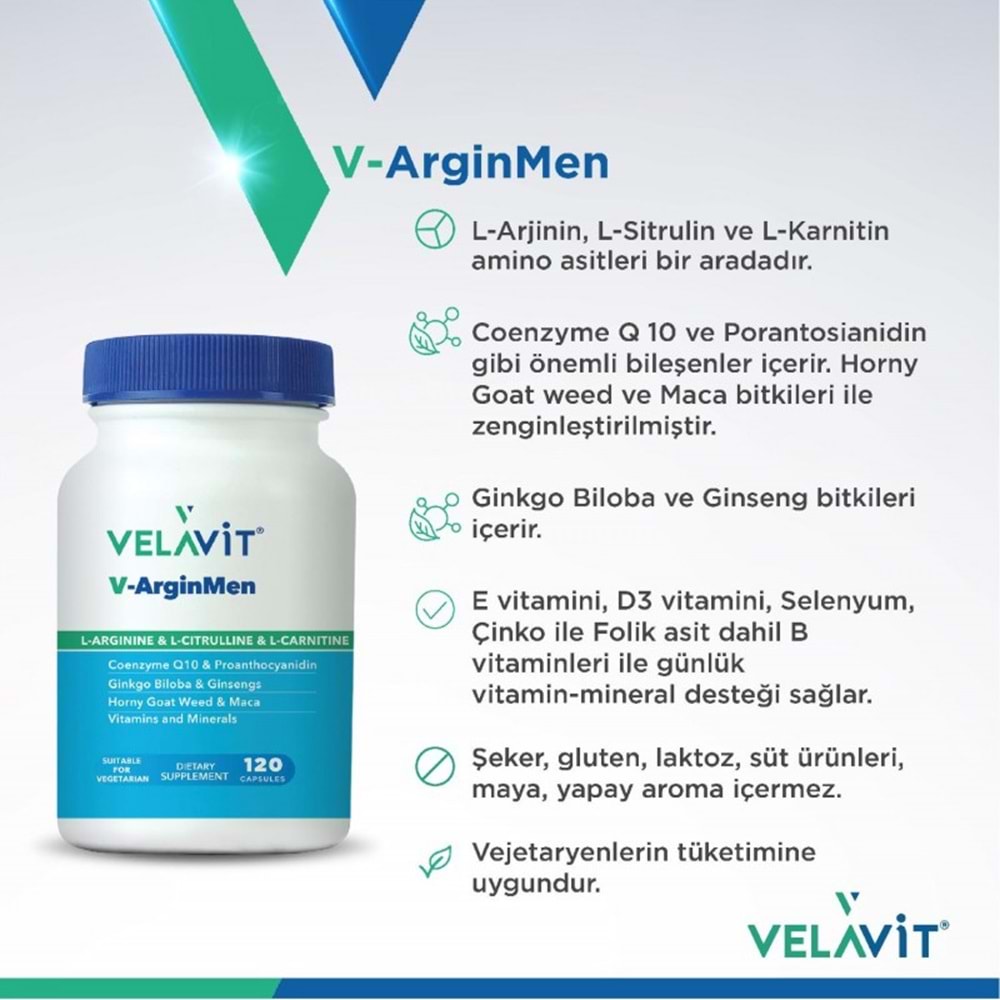 VELAVİT V-ARGİNMEN 120 KAPSÜL