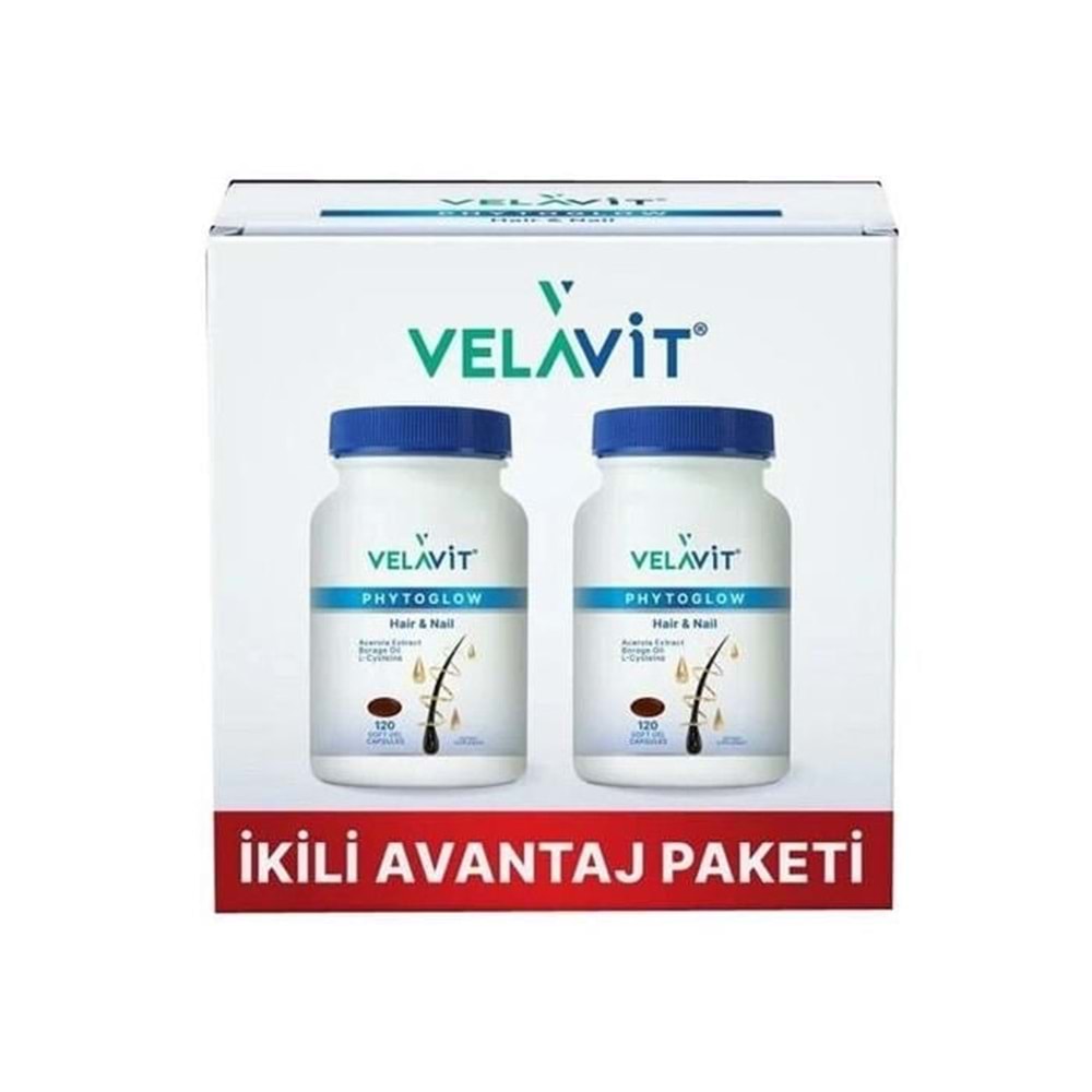 VELAVİT PHYTOGLOW HAİR & NAİL 120 SOFT JEL CAPSULES - 2 Lİ AVANTAJ PAKETİ