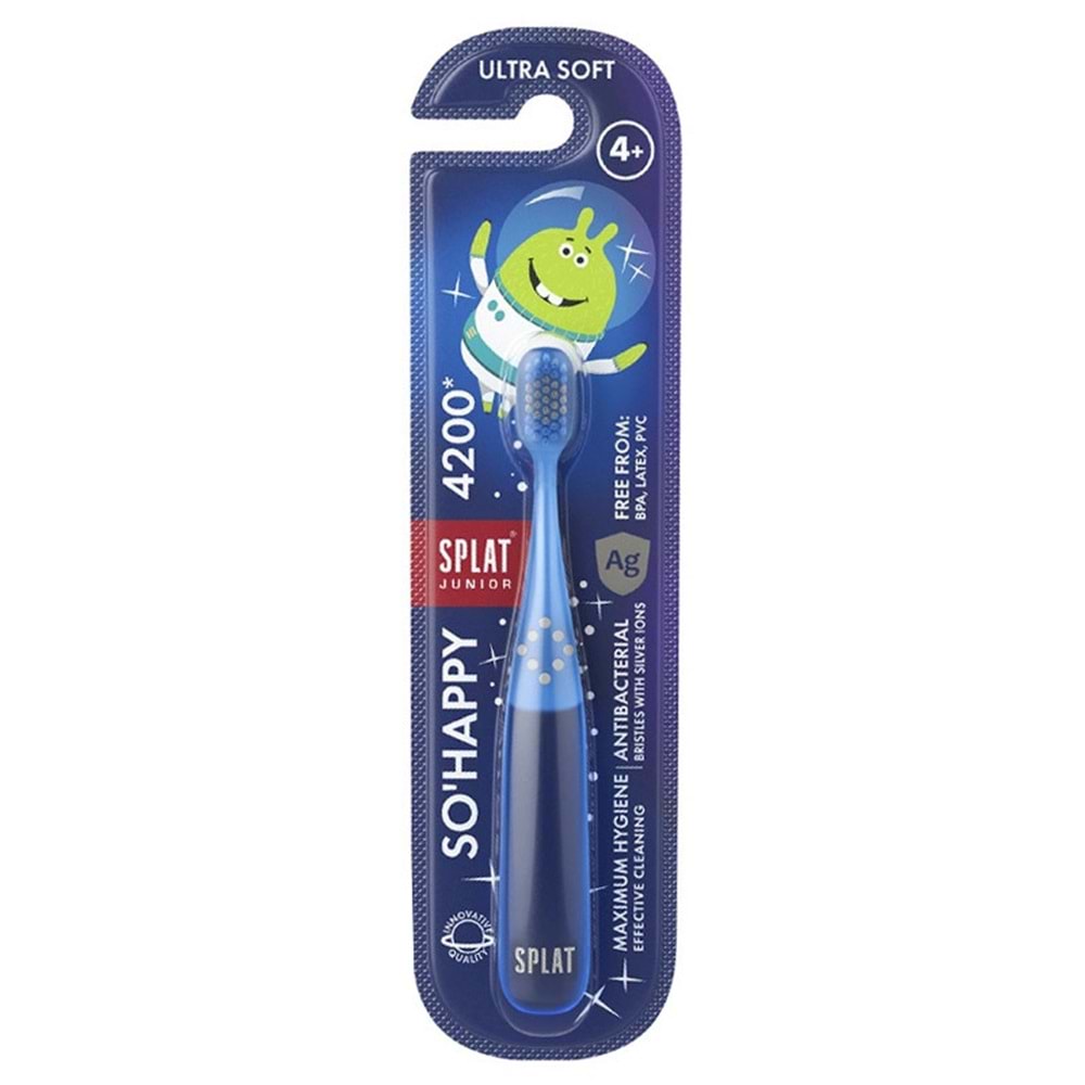 SPLAT JUNIOR SO HAPPY GÜMÜŞ İYONLU ANTİBAKTERİYEL DİŞ FIRÇASI ( 4+ YAŞ / EKSTRA YUMUŞAK )
