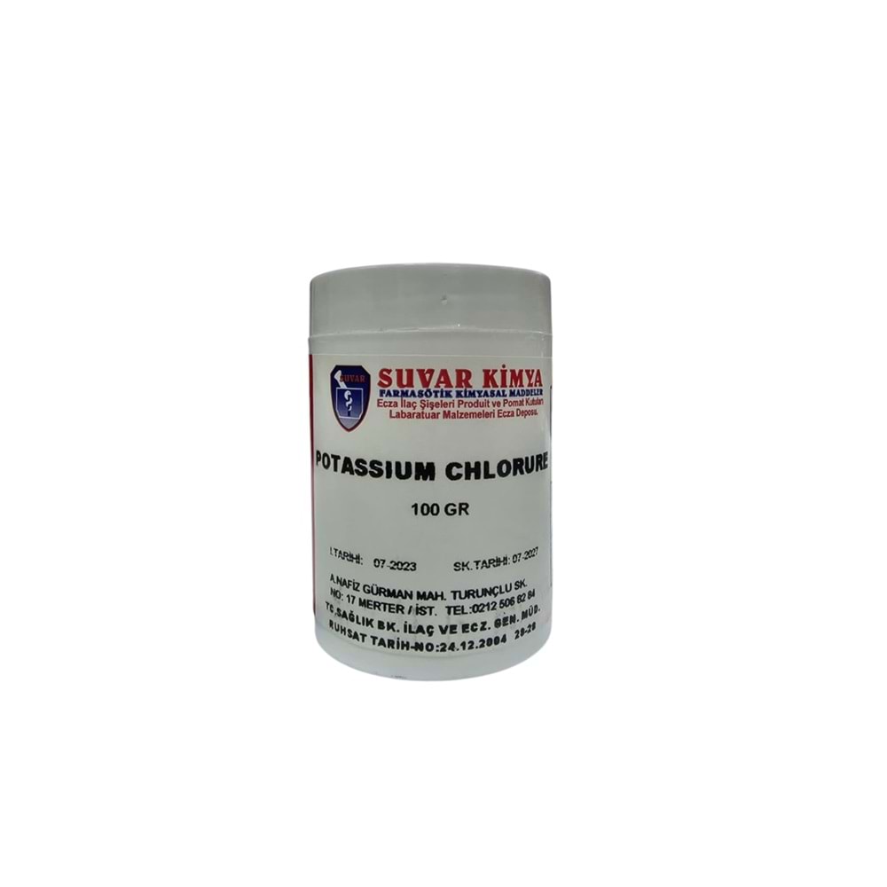 SUVAR POTASSIUM CHLORURE 100 GR ( POTASYUM KLORÜR )