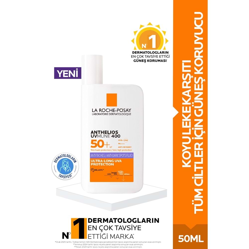LA ROCHE-POSAY ANTHELIOS UVMUNE ANTİ DARK SPOT SPF 50+ GÜNEŞ KREMİ 50 ML (LEKELİ CİLTLER, HASSAS CİLTLER İÇİN)