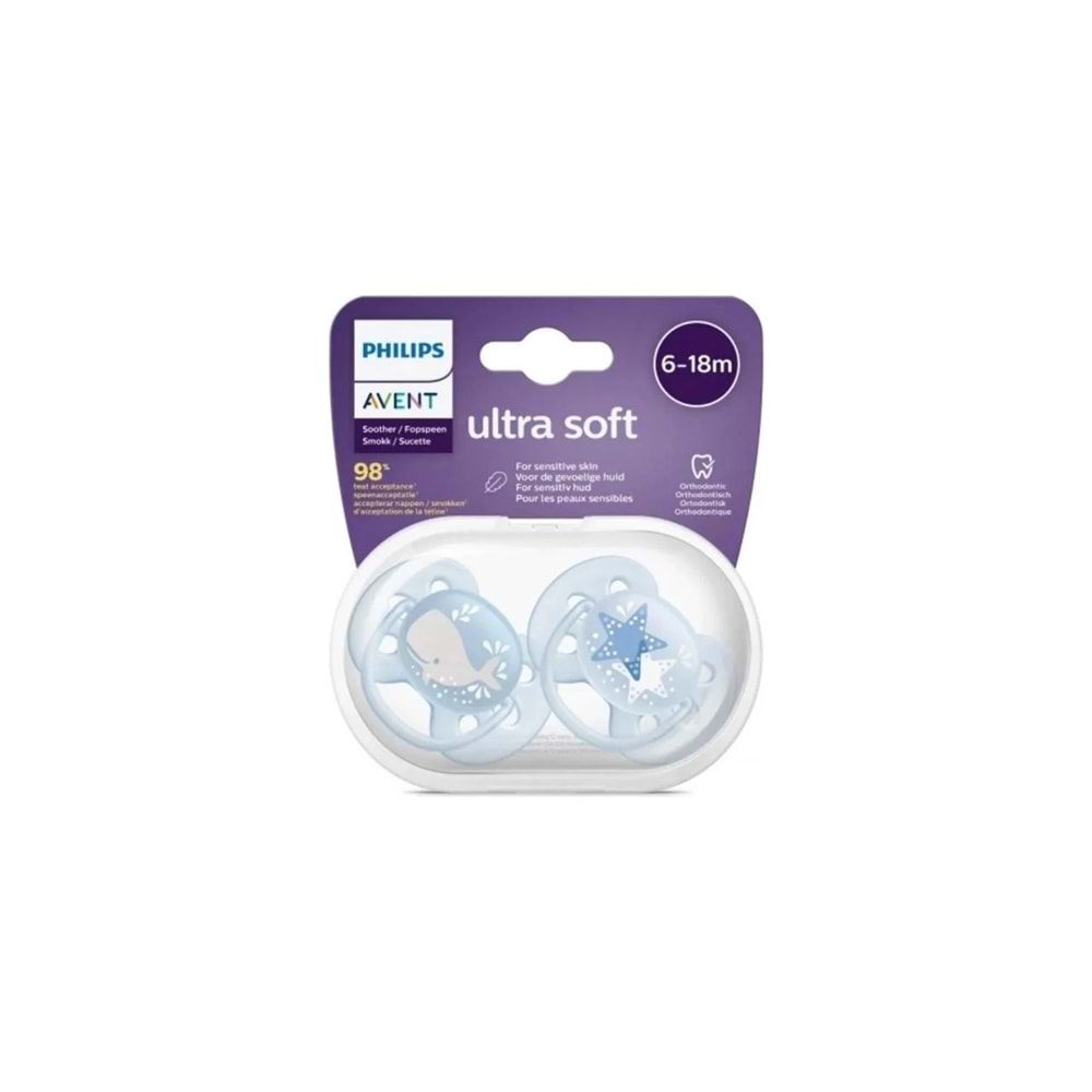 PHILIPS AVENT ULTRA SOFT EMZİK 2 Lİ (6-18 AY / ERKEK / SCF 223/03)