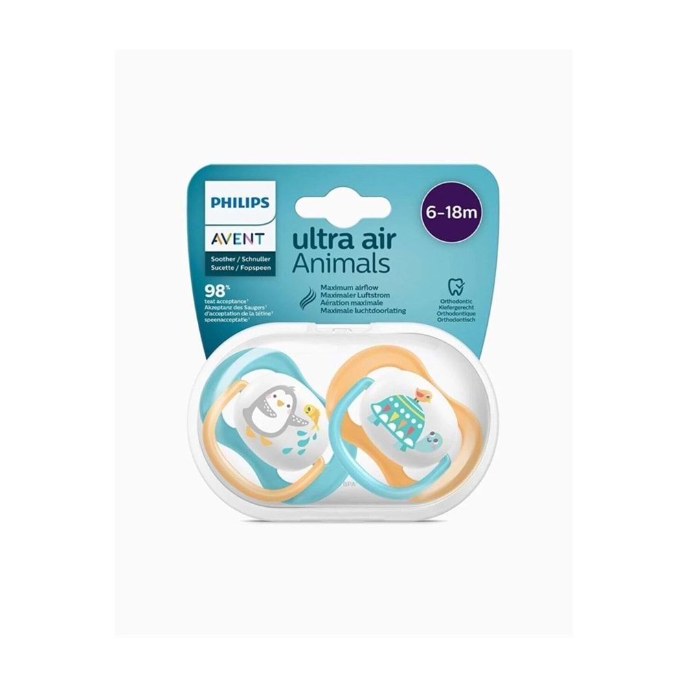 PHILIPS AVENT ULTRA AIR ANİMALS EMZİK 2 Lİ (6-18 AY / UNİSEX / SCF 080/07)