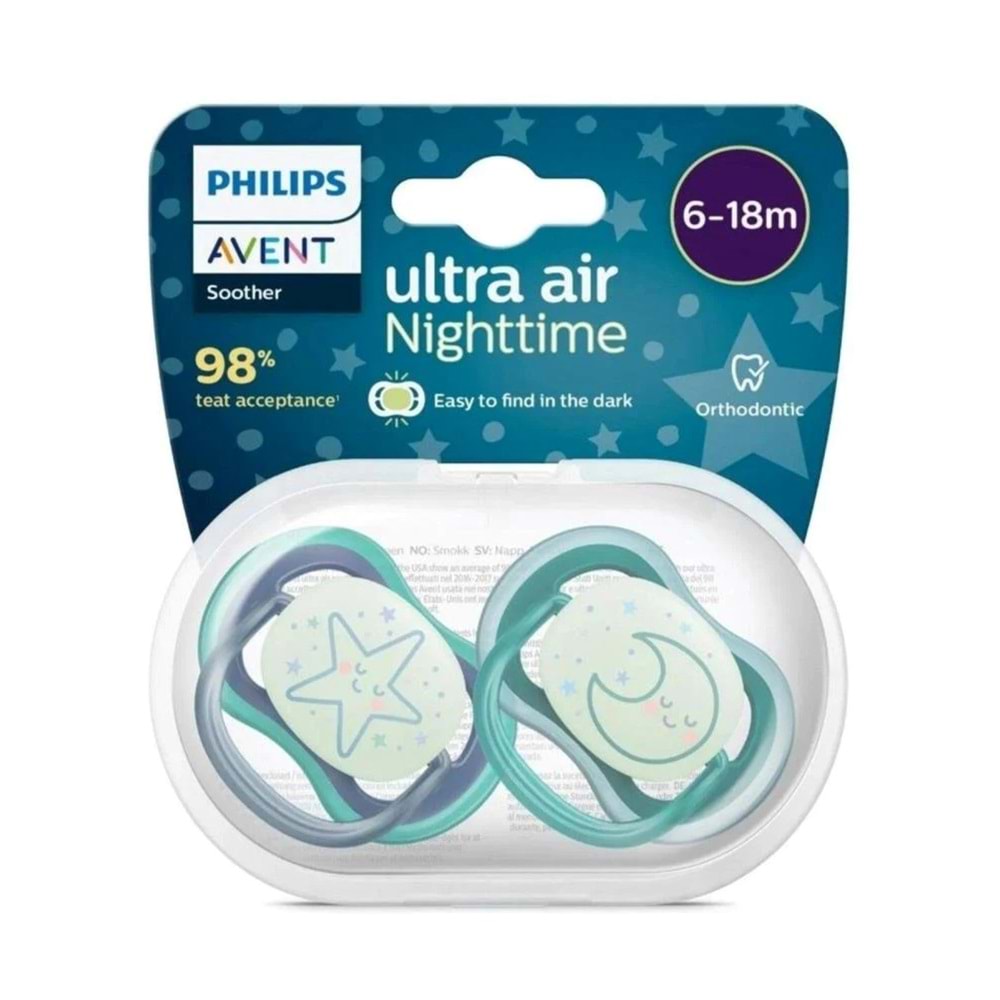 PHILIPS AVENT ULTRA AIR NİGHTTİME EMZİK 2 Lİ (6-18 AY / ERKEK / SCF 376/13)