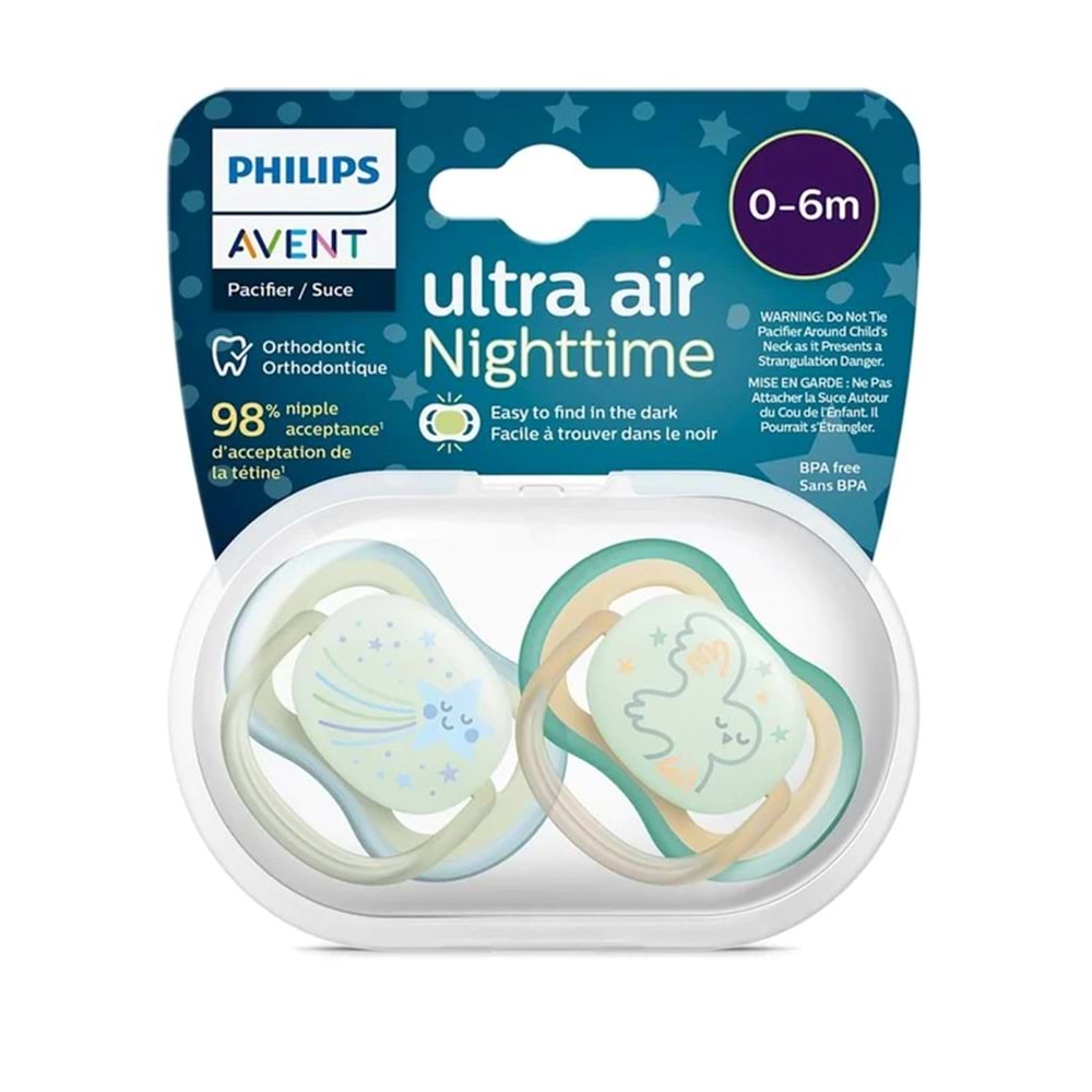 PHILIPS AVENT ULTRA AIR NİGHTTİME EMZİK 2 Lİ (0-6 AY / ERKEK / SCF 376/18)