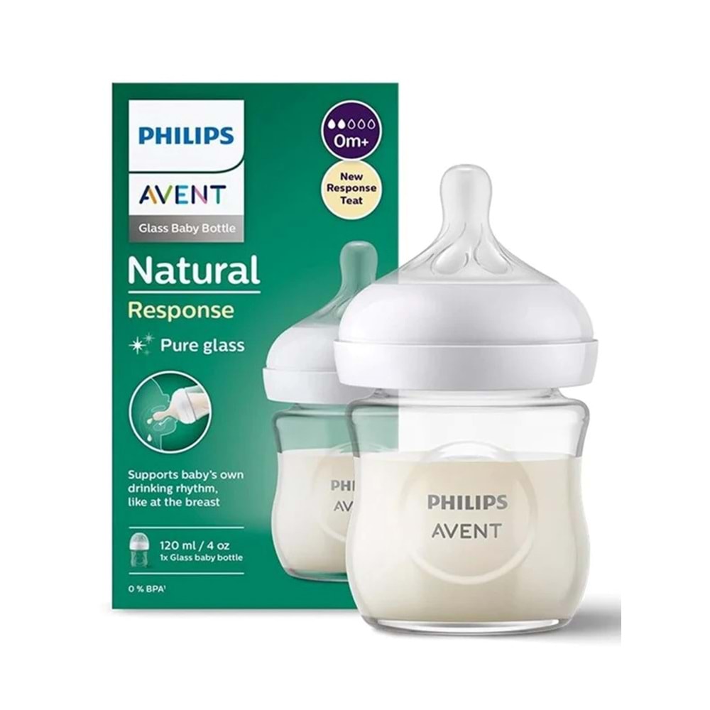 PHILIPS AVENT NATURAL RESPONSE DOĞAL TEPKİLİ CAM BİBERON 120 ML ( 0+ AY / SCY 930 /01)