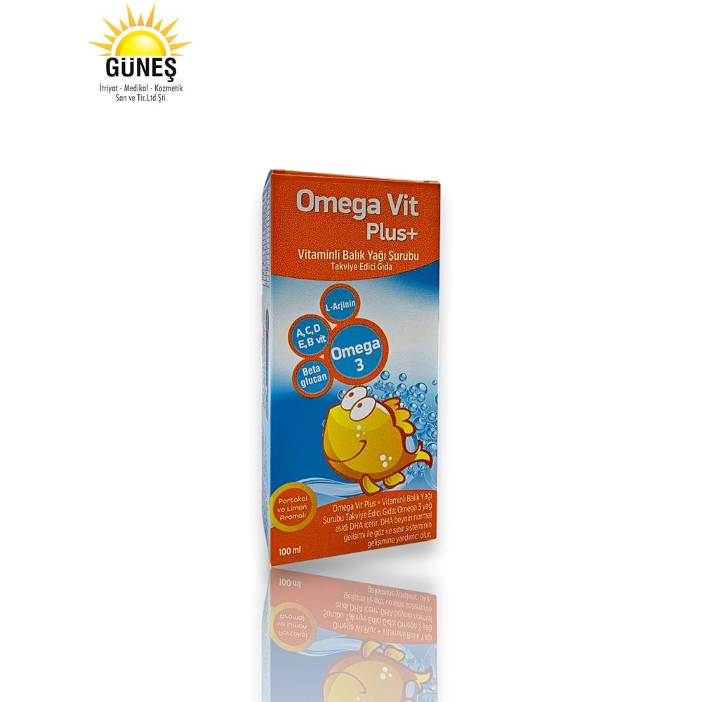 OMEGA VİT PLUS+ VİTAMİNLİ BALIK YAĞI ŞURUBU ( PORTAKAL-LİMON AROMALI ) 100 ML