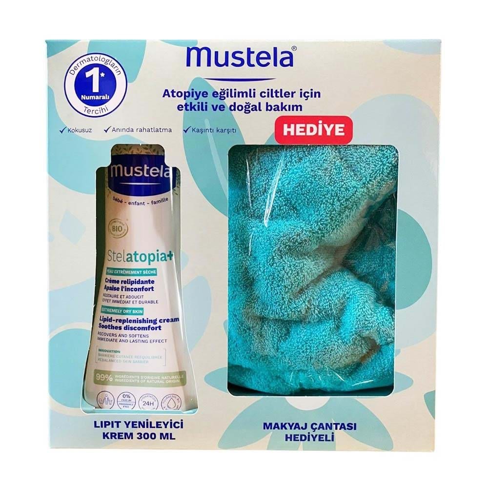 MUSTELA STELATOPİA LİPİT YENİLEYİCİ KREM POMPALI 300 ML ( MAKYAJ ÇANTASI HEDİYELİ )