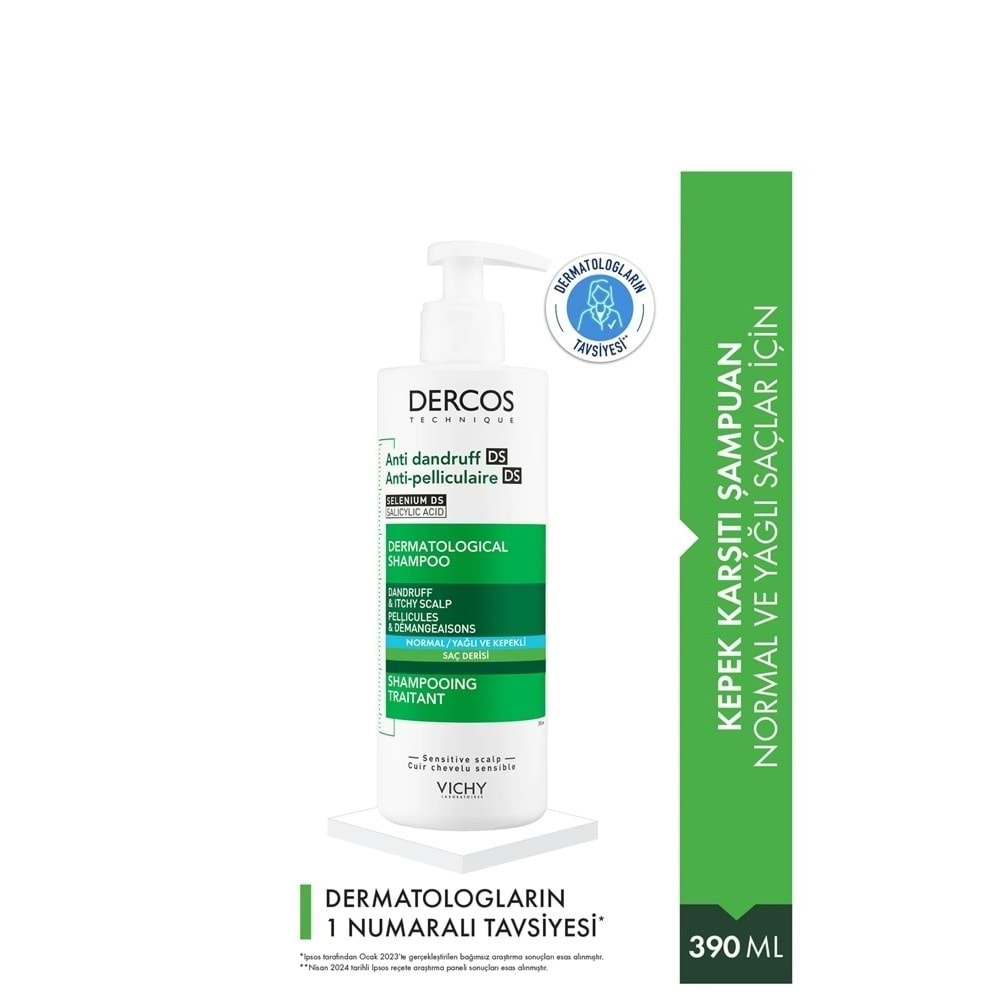 VİCHY DERCOS ŞAMPUAN ANTİ-DANDRUFF KEPEK KARŞITI 390 ML ( NORMAL VE YAĞLI SAÇLAR İÇİN )
