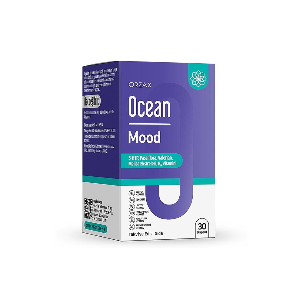 ORZAX OCEAN MOOD 30 KAPSÜL ( 5-HTP, PASSİFLORA, MELİSA EKSTRELERİ, B6 VİT. )