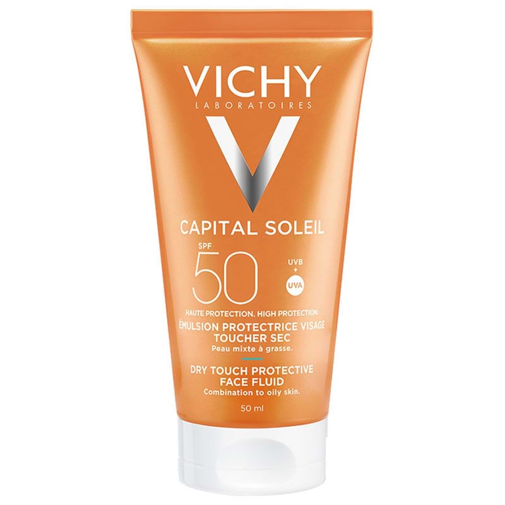 VICHY CAPITAL SOLEIL DRY TOUCH FLUİD GÜNEŞ KREMİ SPF50+ 50 ML ( KARMA VE YAĞLI CİLTLER )
