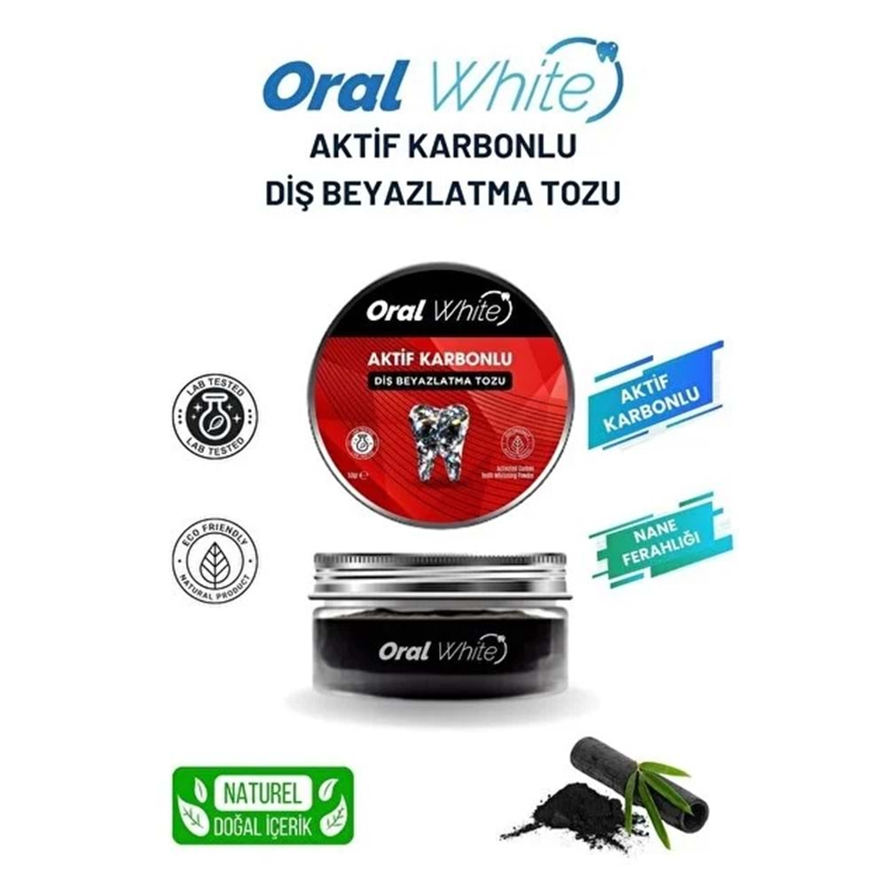 ORAL WHİTE AKTİF KARBONLU DİŞ BEYAZLATMA TOZU 50 GR