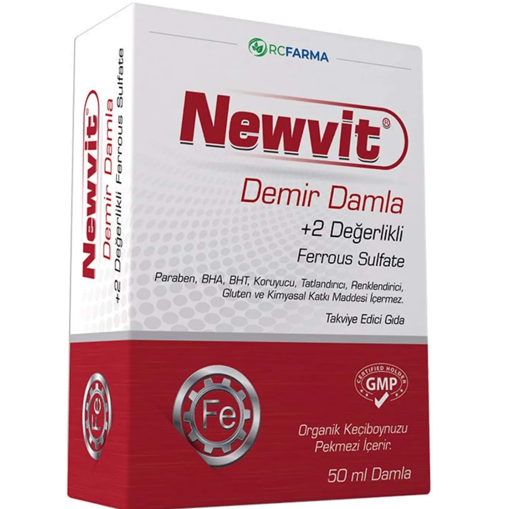 NEWVİT DEMİR DAMLA 50 ML ( +2 DEĞERLİKLİ FERROUS SULFATE )