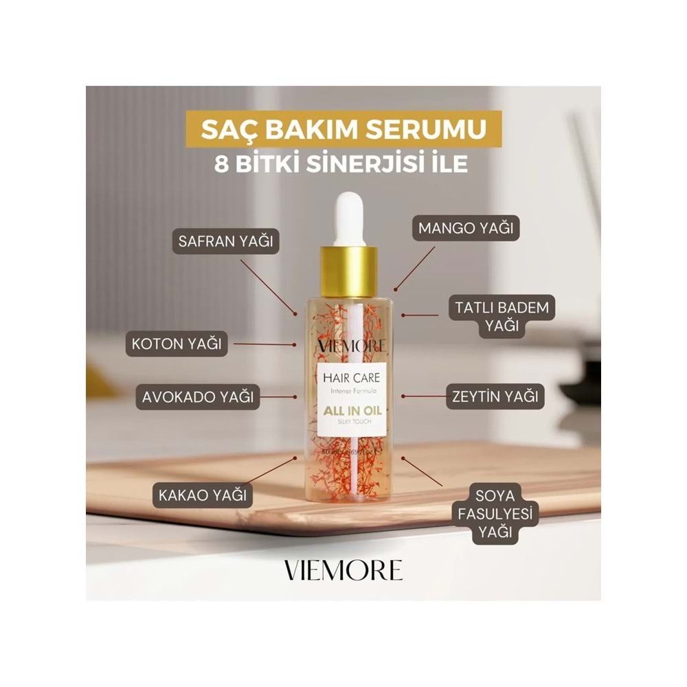 VİEMORE SAFRAN BİTKİLİ DÖKÜLME KARŞITI HIZLI UZAYAN VE CANLILIK VEREN VEGAN SAÇ SERUMU 50 ML