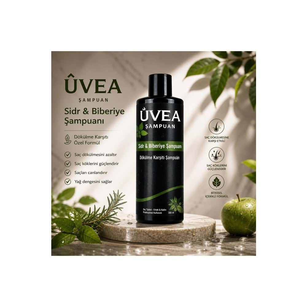 UVEA SAÇ DÖKÜLMESİNE KARŞI ŞAMPUAN 400 ML ( SİDR YAPRAĞI & BİBERİYE ÖZÜ )
