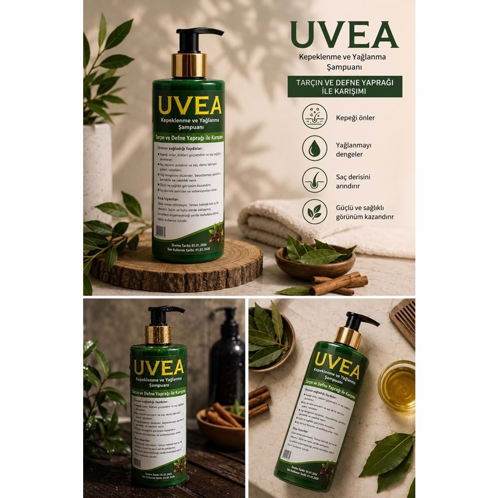 UVEA KEPEKLENME VE YAĞLANMA KARŞITI ŞAMPUAN 400 ML ( TARÇIN & DEFNE YAPRAĞI & KARANFİL )
