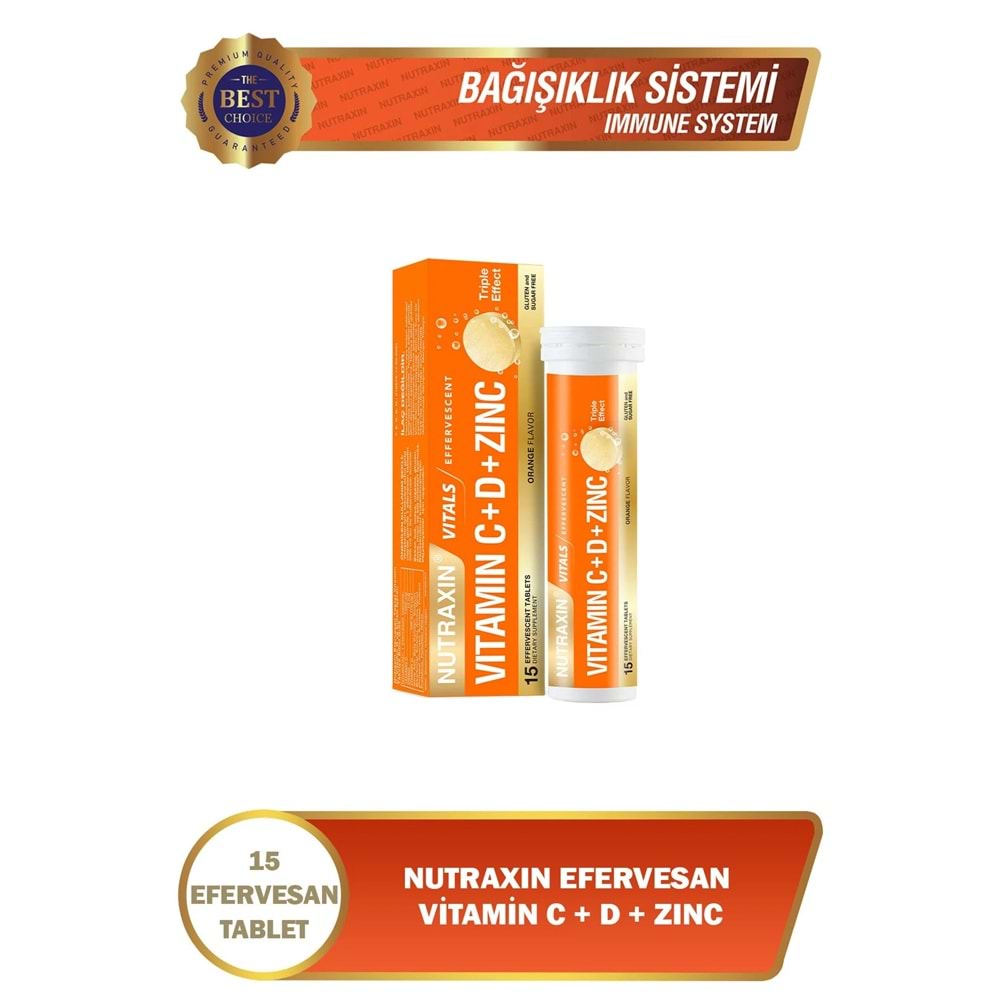 NUTRAXIN VİTAMİN C+D+ÇİNKO EFERVESAN 15 TABLET