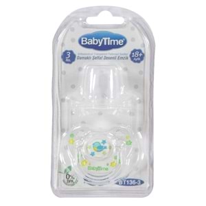 BT136 BABY TİME DAMAKLI ŞEFFAF KAPAKLI DESENLİ EMZİK NO:3