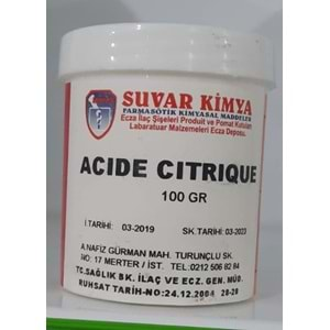 SUVAR ACIDE CITRIQUE (SİTRİK ASİT) 100 GR