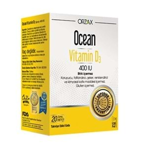 ORZAX OCEAN VİTAMİN D3 400 IU 20 ML (SPREY+DAMLALIKLI)