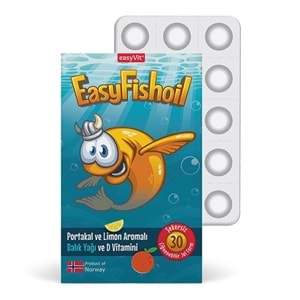 EASY FİSHOİL ÇİĞNENEBİLİR JEL FORM 30 TABLET (PORTAKAL VE LİMON AROMALI & BALIK YAĞI VE D VİT.)