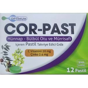 COR-PAST 12 Lİ PASTİL (HÜNNAP-BÜLBÜL OTU VE MÜRRİSAFİ)