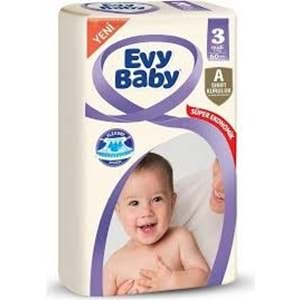 EVY BABY ÇOCUK BEZİ NO:3 60 ADET 2 Lİ JUMBO