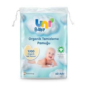 UNİ BABY ORGANİK BEBEK TEMİZLEME PAMUĞU 60 ADET