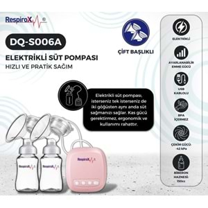 RESPİROX ELEKTRİKLİ GÖĞÜS POMPASI ( 2 Lİ BAŞLIKLI ) DQ-S006A ( USB GİRİŞLİ )