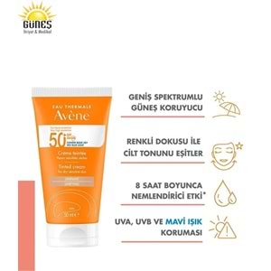 AVENE ULTRA BROAD SPECTRUM TİNTED CREAM SPF 50+ 50 ML ( KURU CİLTLER İÇİN RENKLİ GÜNEŞ KREMİ )