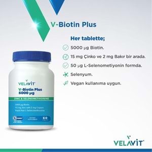 VELAVİT V-BİOTİN PLUS 5000 MG 60 TABLET