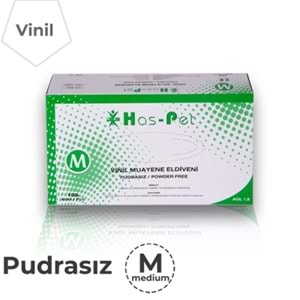 HASPET VİNİL PUDRASIZ MUAYENE ELDİVENİ ( MEDIUM / 100 ADET )